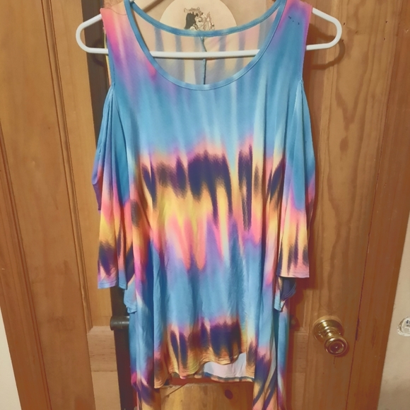 Pastel Cold Shoulder Tunic Top Plus Size 2XL - Picture 1 of 3